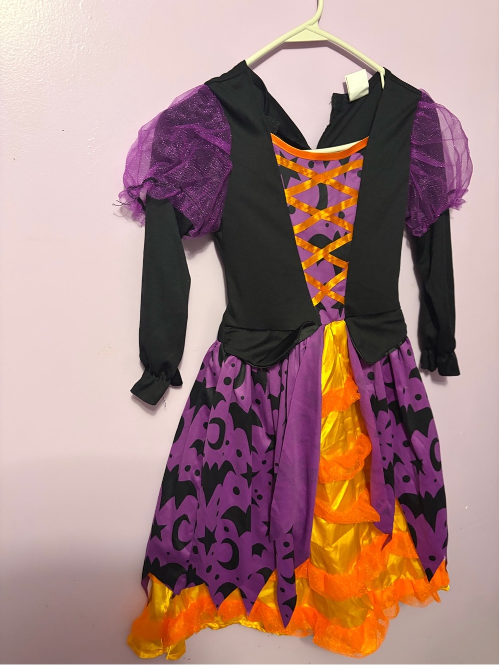 Girls Purple and Orange Halloween Witch Costume Dress